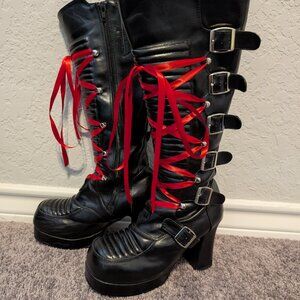 Gothika Platform Buckle Knee High Size 8 Boots